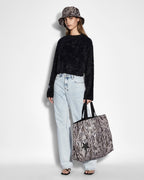 Womens Cropped Sweater Black Oversized Knitwear - Black