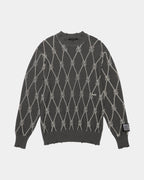 Mens Diamond Dollar Knit Crew Grey Regular Knitwear - Grey