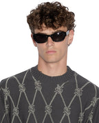 Mens Diamond Dollar Knit Crew Grey Regular Knitwear - Grey