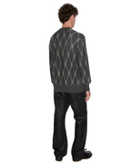 Mens Diamond Dollar Knit Crew Grey Regular Knitwear - Grey
