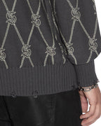 Mens Diamond Dollar Knit Crew Grey Regular Knitwear - Grey