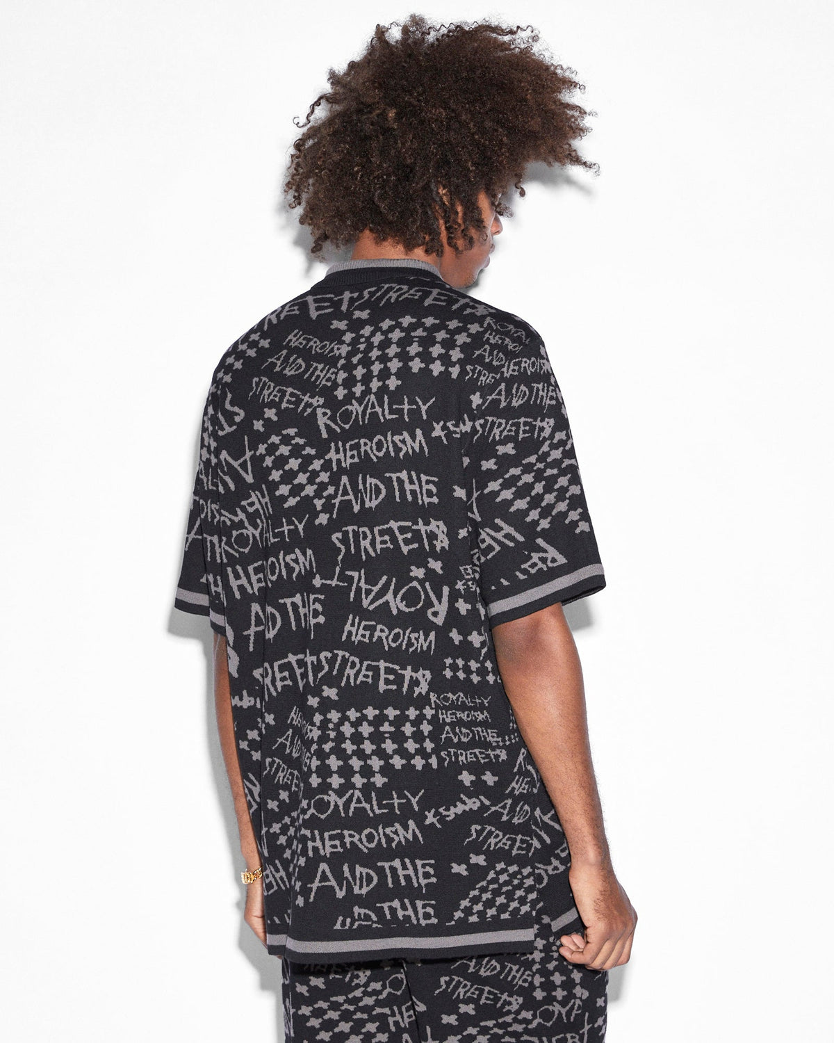 Mens Heroism Knit Resort Ss Shirt Black Regular Shirts - Black
