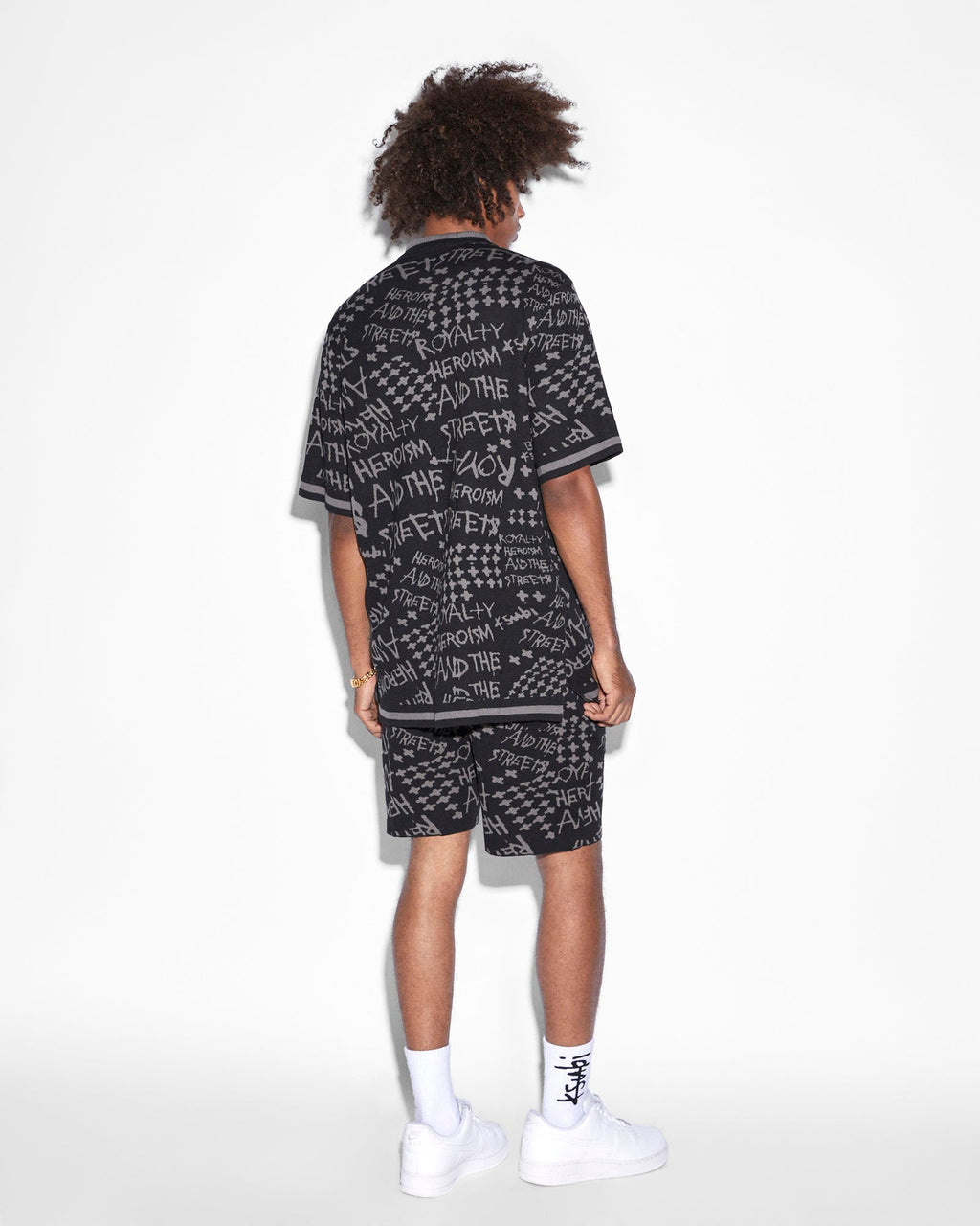Mens Heroism Knit Resort Ss Shirt Black Regular Shirts - Black
