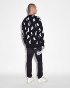 Mens Letters Knit Crew Black Regular Knitwear - Black