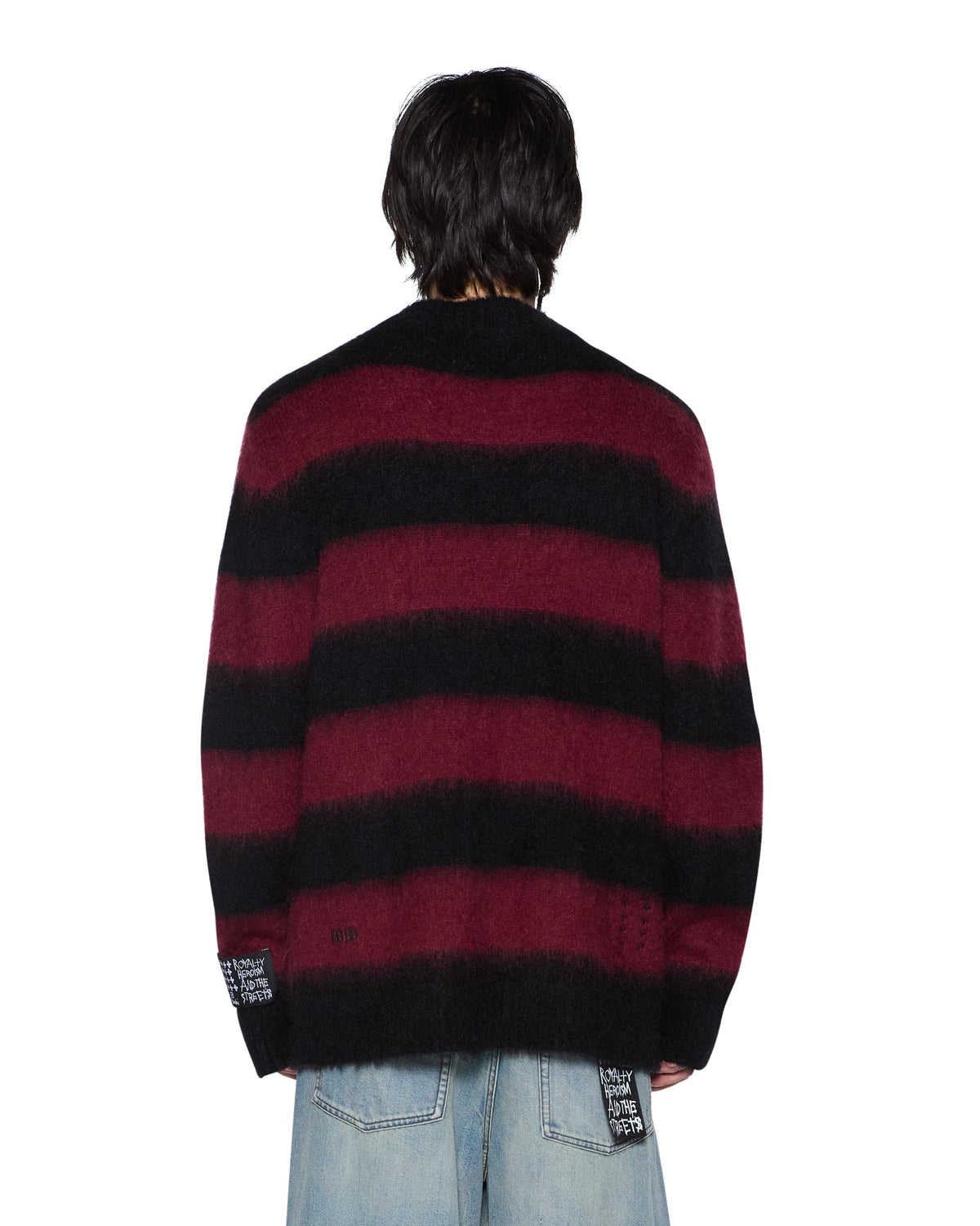 Mens Rugged Mohair Knit Crewneck Ox Boxy Knitwear - Multi Colour