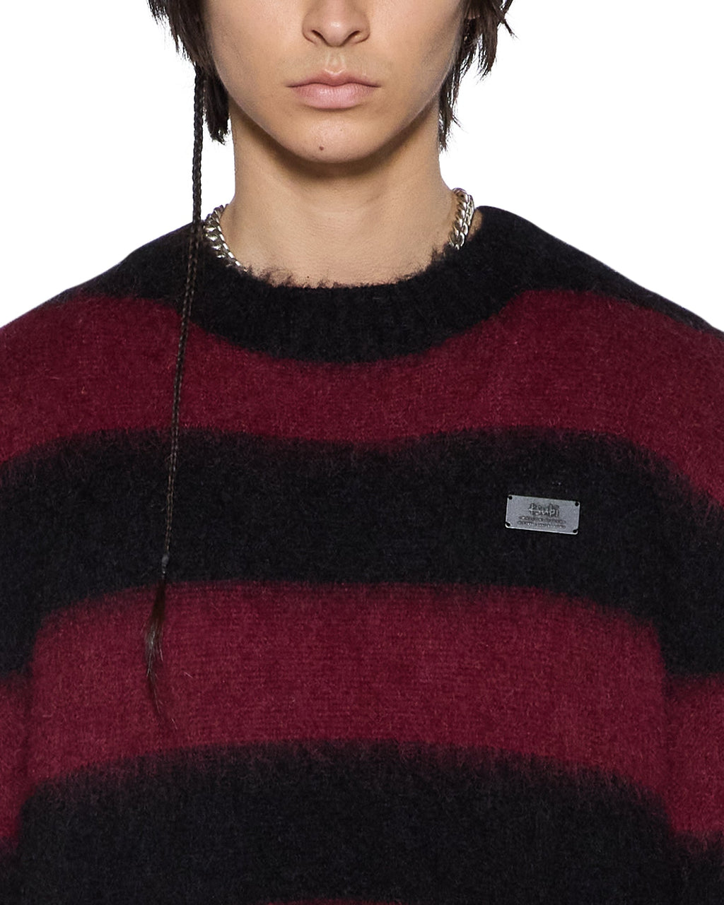 Mens Rugged Mohair Knit Crewneck Ox Boxy Knitwear - Multi Colour