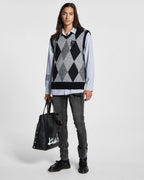 Mens Old Dollar Vest Grey Regular Knitwear - Grey