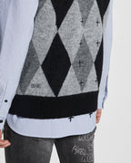 Mens Old Dollar Vest Grey Regular Knitwear - Grey