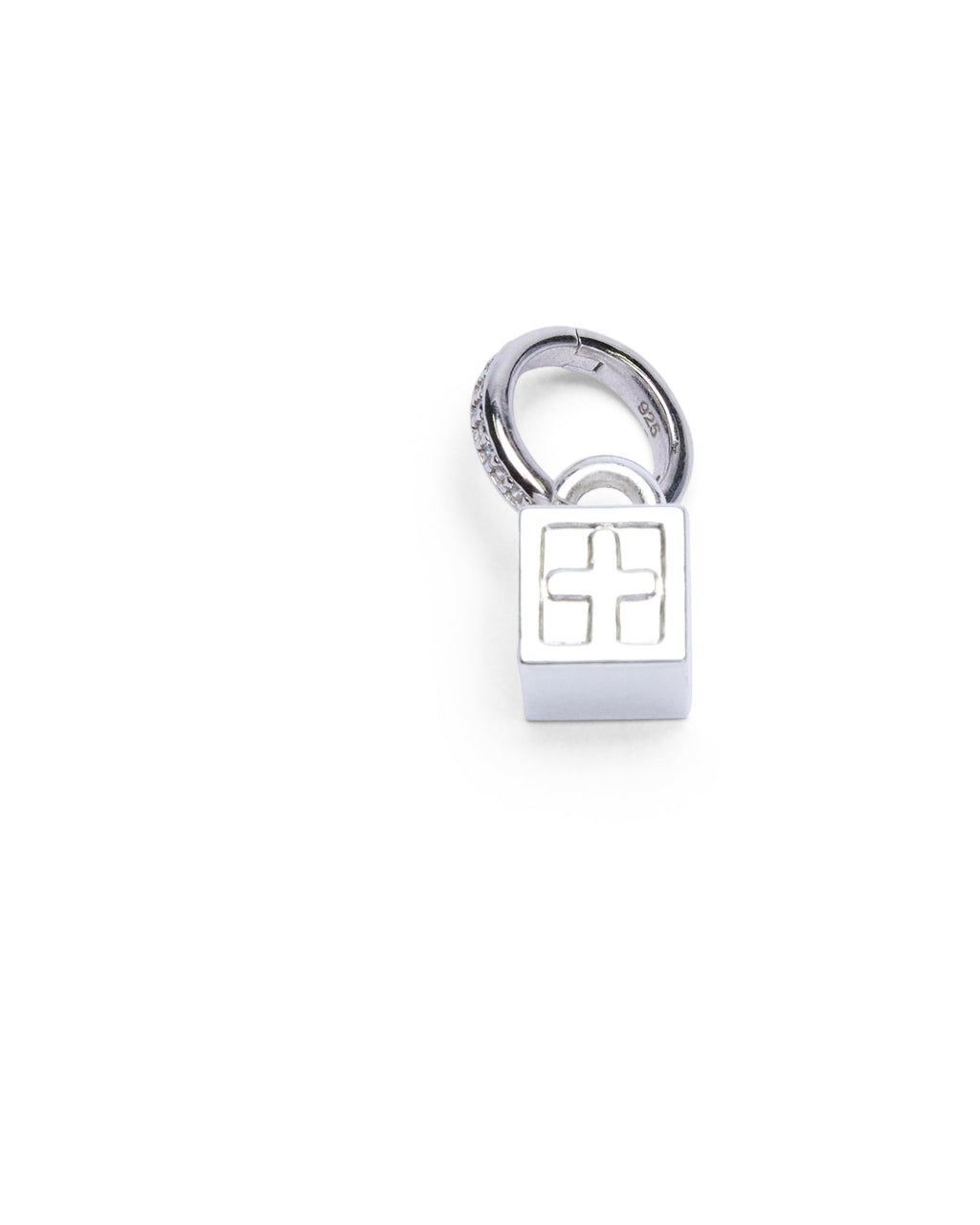 Krystal Box Cross Huggie Earings Silver Jewellery - Silver