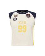 Womens Ksb Baby Tank Navy White Slim Tees - Beige
