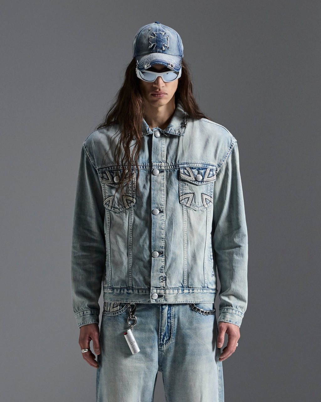 Mens Ksubi X Alice Hollywood Oh G Jacket Punk Regular Jackets - Denim