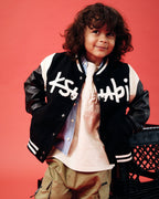 Kids 1999 Lil King Letterman Jacket Black Regular Jackets - Black And White