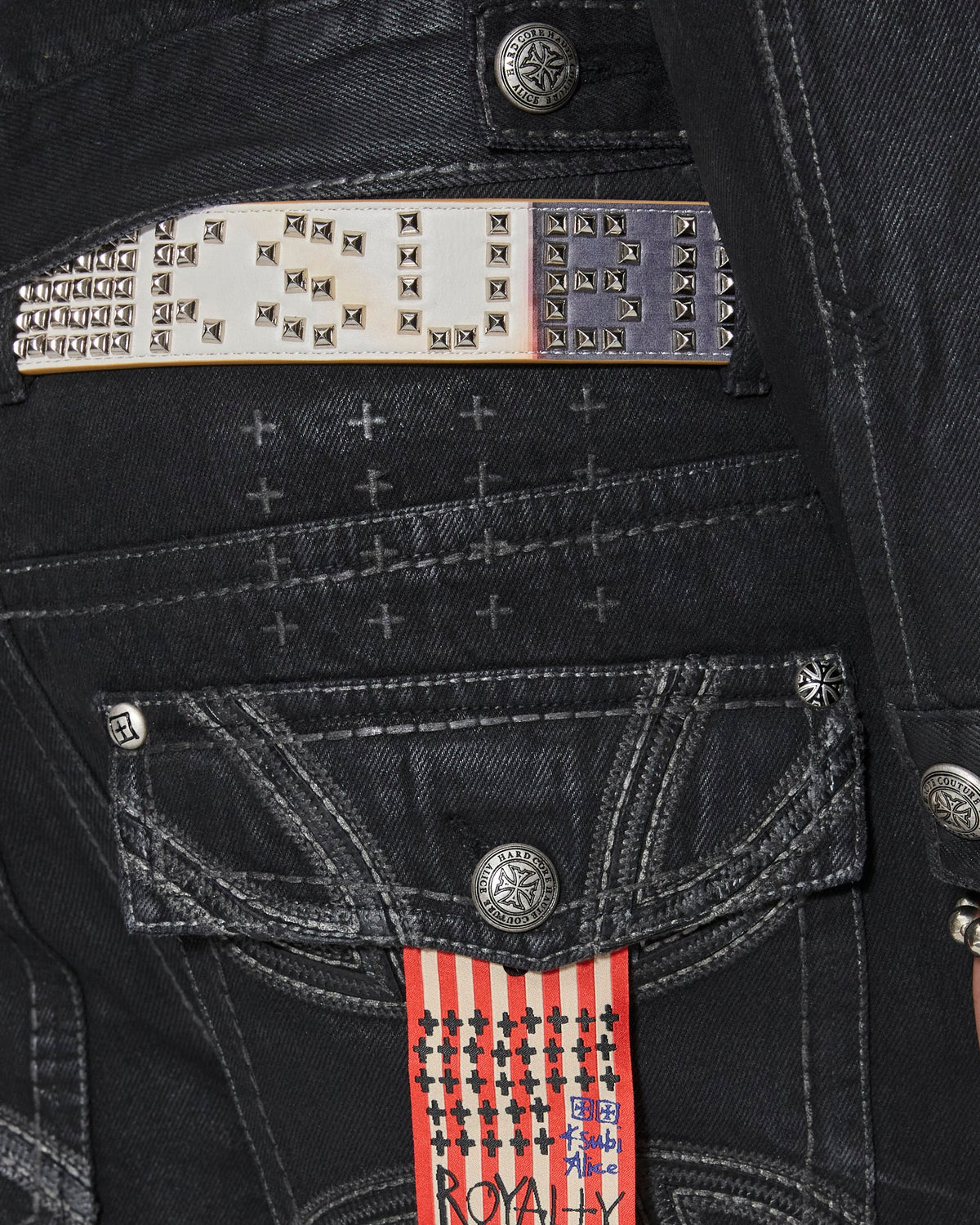 Ksubi X Alice Hollywood Leather Studded Flag Belt Accessories - Multi Colour