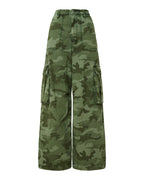 Womens Ksuper Cargo Pant Hash Camo Baggy Pants - Green