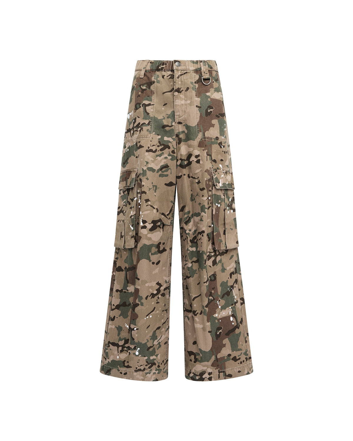 Womens Ksuper Cargo Pant Woodland Camo Oversized Pants - Khaki