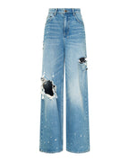 Womens Ksuper Surge Trashed Baggy Denim Jeans - Denim
