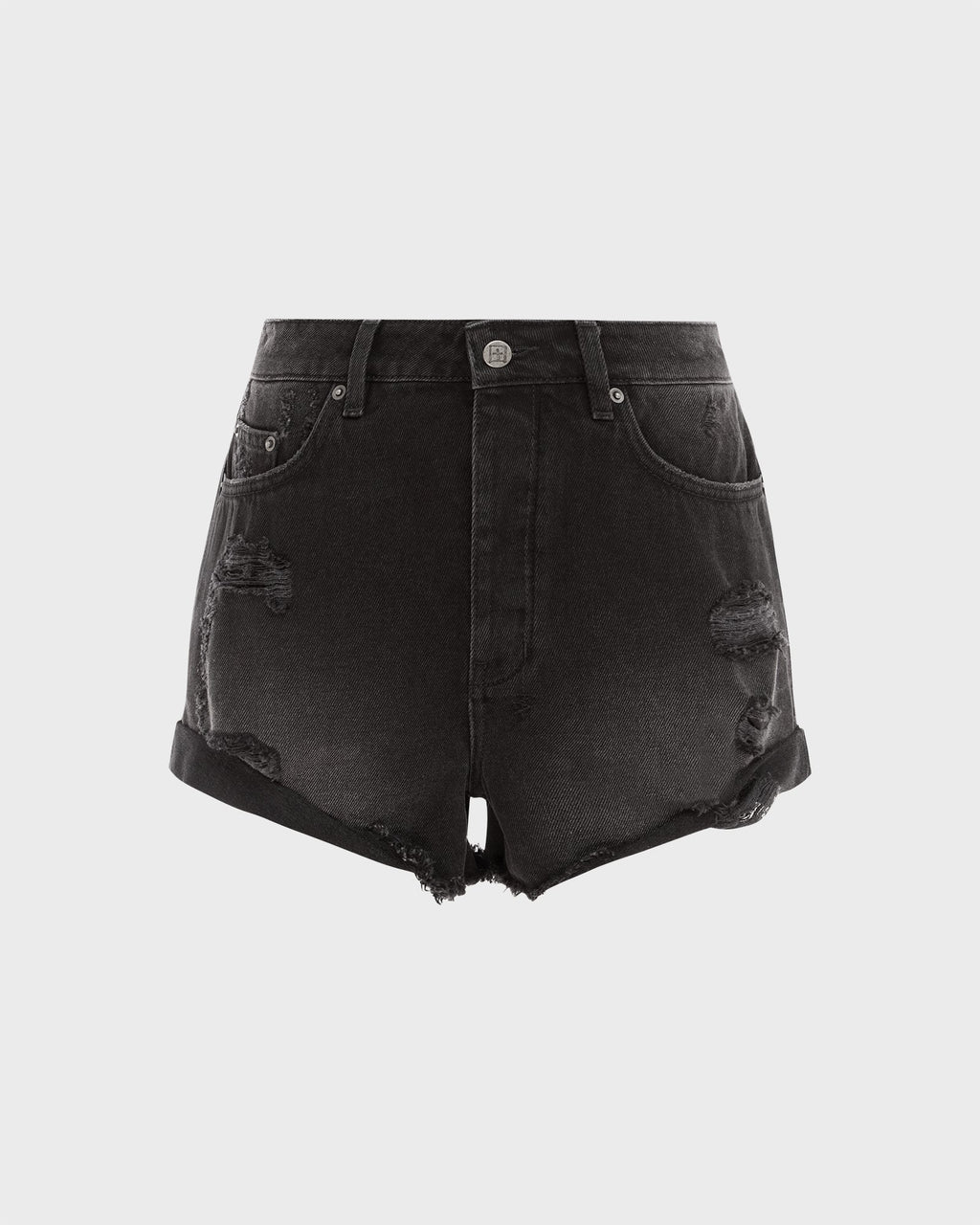 Womens Rollin Out Short Trashed Black Relaxed Walkshorts - Black
