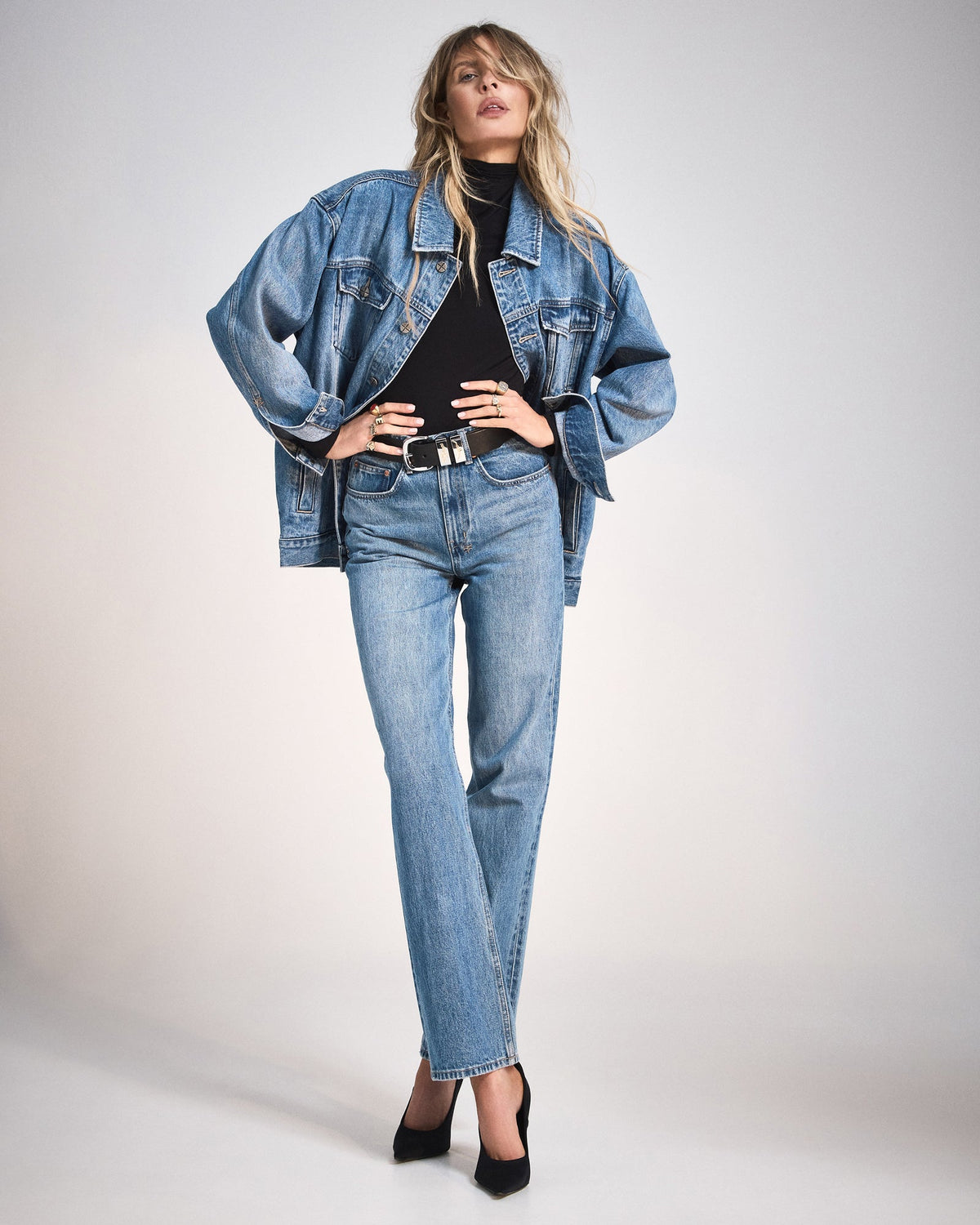 Womens Icon Jean Frenchie Blue Straight Denim Jeans - Denim