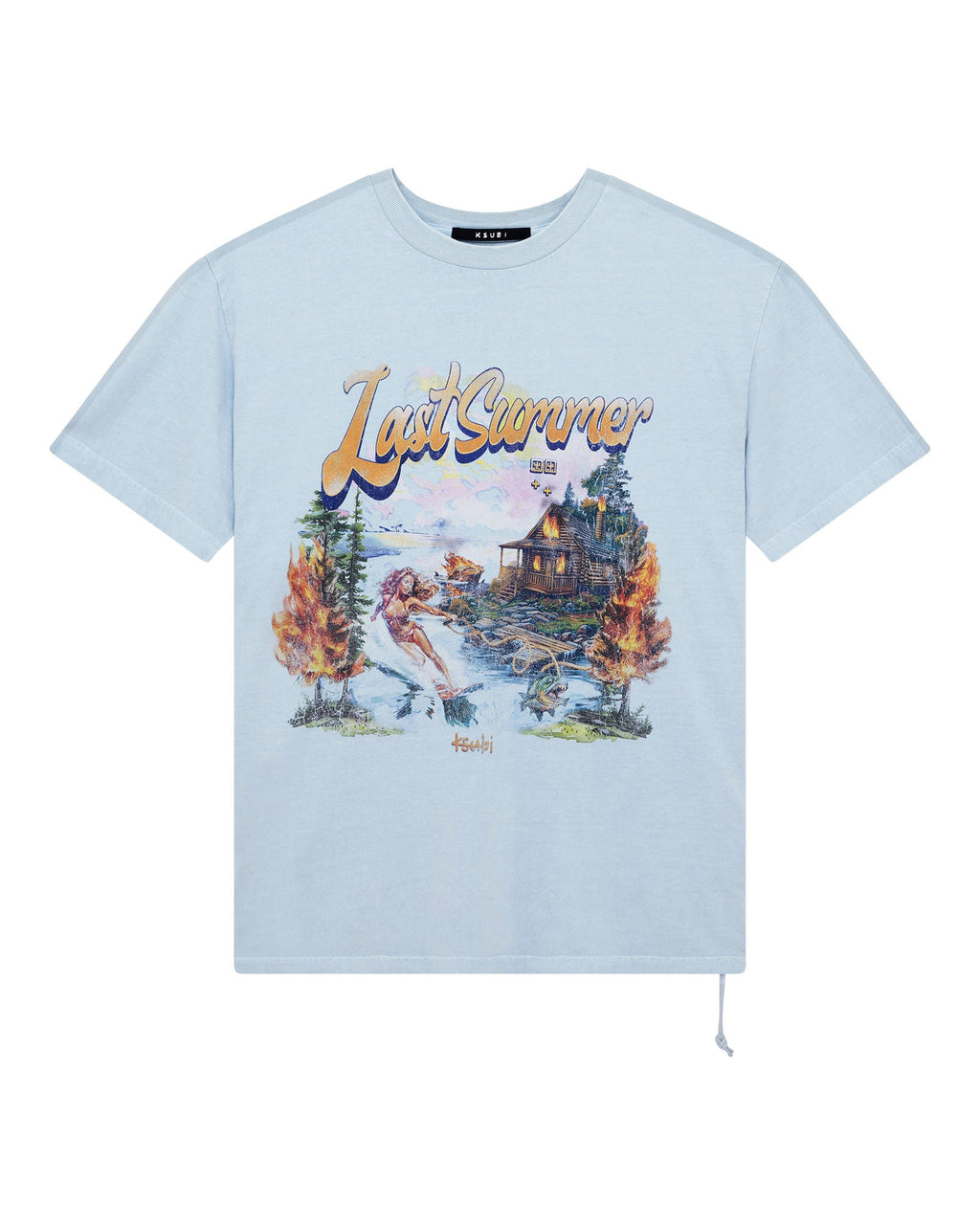 Mens Last Summer Biggie Ss Tee Blue Mist Oversized Tees - Blue