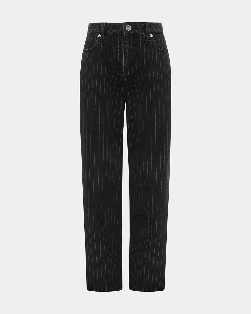Womens Low Rider Pinstripe Baggy Denim Jeans - Black