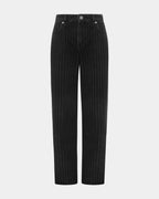 Womens Low Rider Pinstripe Baggy Denim Jeans - Black