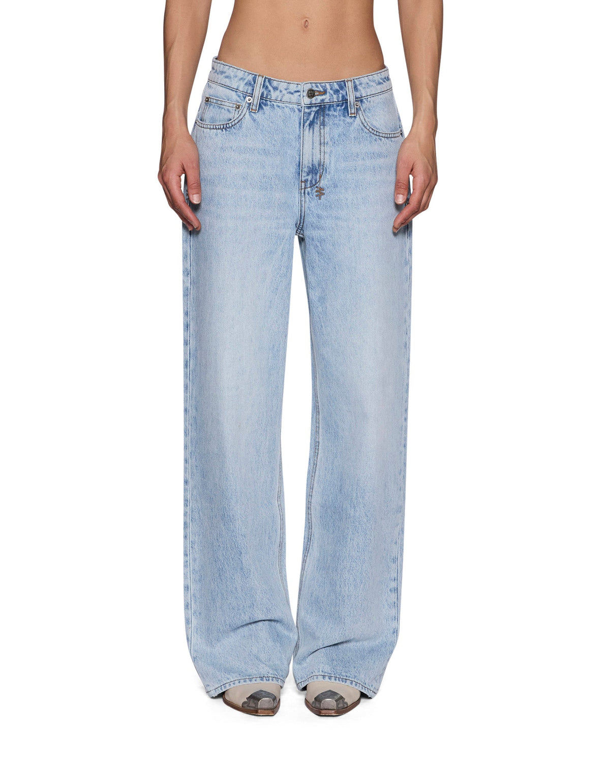 Womens Low Rider Tru Blu Relaxed Straight Denim Jeans - Denim