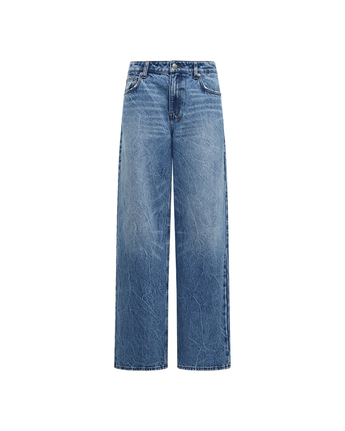 Womens Low Rider Jean Liberty Blue Plaid Relaxed Denim Jeans - Denim