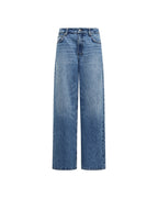 Womens Low Rider Jean Liberty Blue Plaid Relaxed Denim Jeans - Denim
