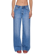 Womens Low Rider Krown Blue Relaxed Straight Denim Jeans - Denim