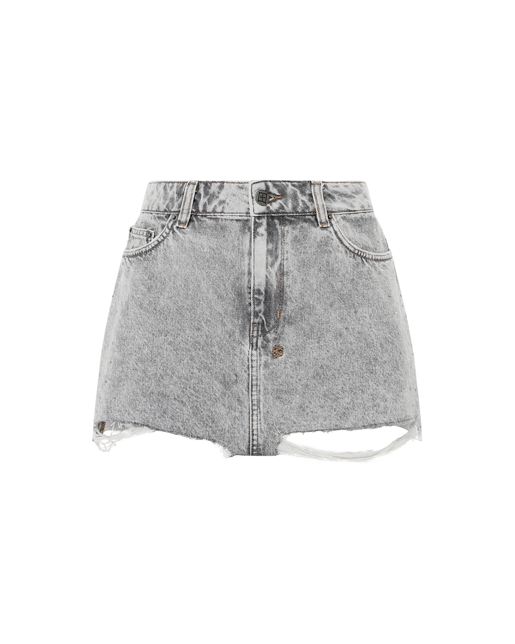 Womens Low Rider Mini Dime Krystal Trashed Baggy Skirts - Grey