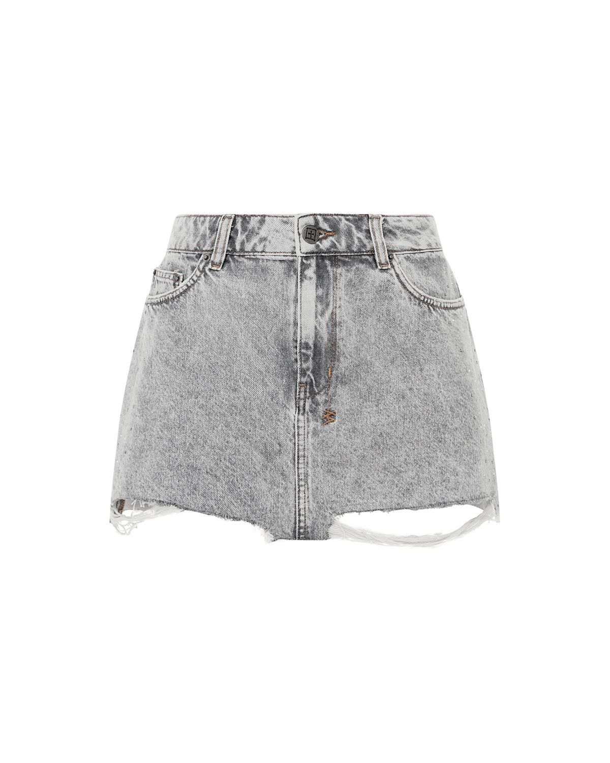 Womens Low Rider Mini Dime Krystal Trashed Baggy Skirts - Grey