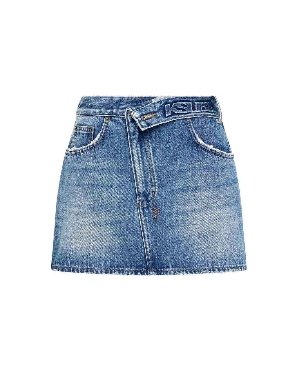 Womens Low Rider Mini Flip Aged Relaxed Skirts - Denim