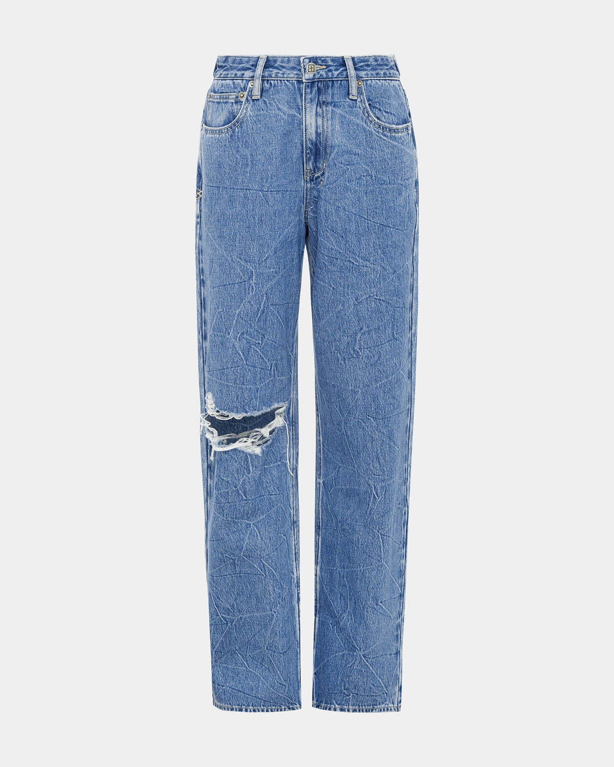 Womens Low Rider Ramble Trashed Baggy Denim Jeans - Denim