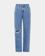 Womens Low Rider Ramble Trashed Baggy Denim Jeans - Denim