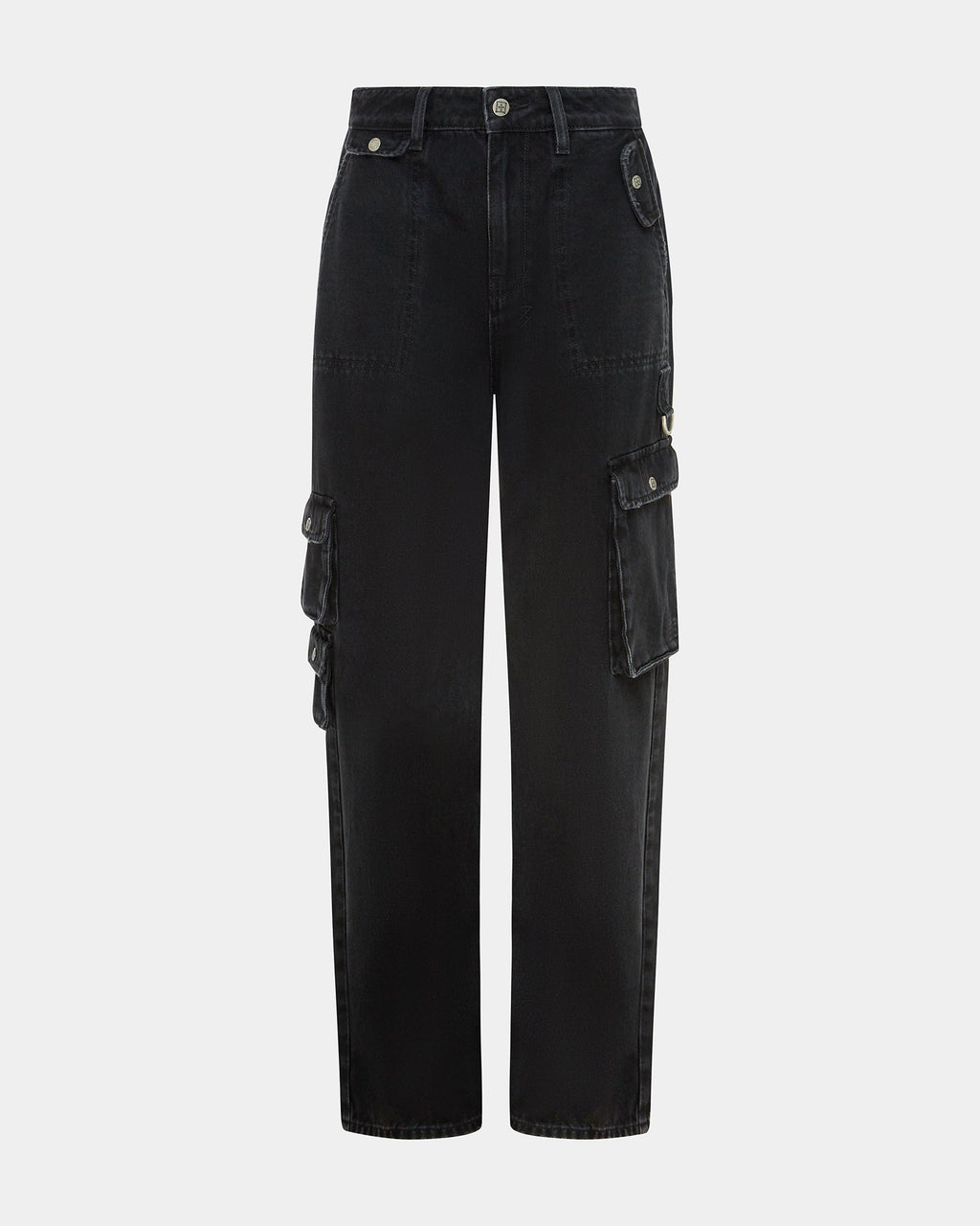 Womens Low Rider Stealth Cargo Baggy Denim Jeans - Black