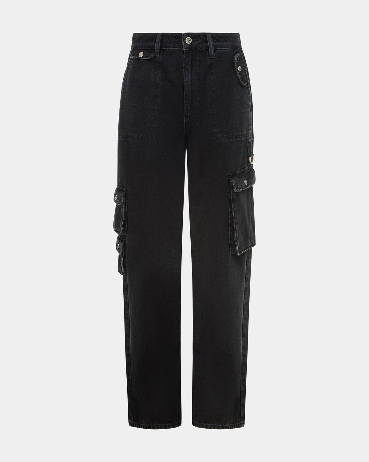 Womens Low Rider Stealth Cargo Baggy Denim Jeans - Black