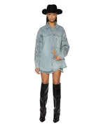 Womens Saddle Low Rider Mini Paragon Slim Skirts - Denim
