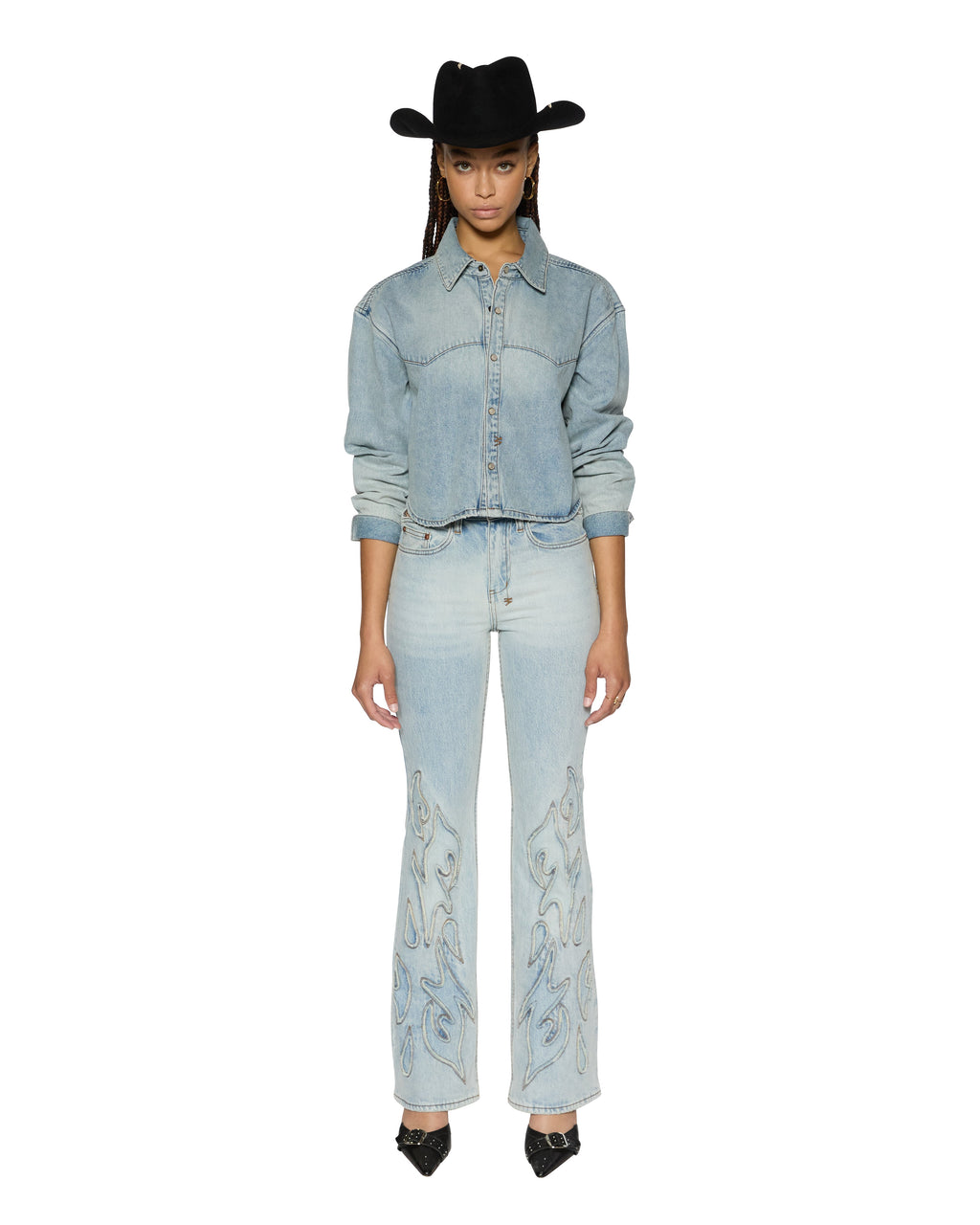Womens Alabama Crop Ls Shirt Paragon Cropped Shirts - Denim