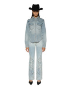 Womens Bella Ls Shirt Paragon Slim Shirts - Denim