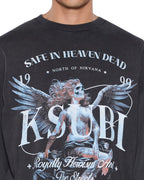 Mens Spirit Ekcess Ls Tee Acid Black Oversized Tees - Black