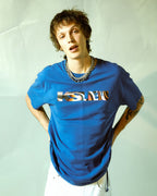 Mens Mind State Biggie Ss Tee Solid Blue Oversized Tees - Blue