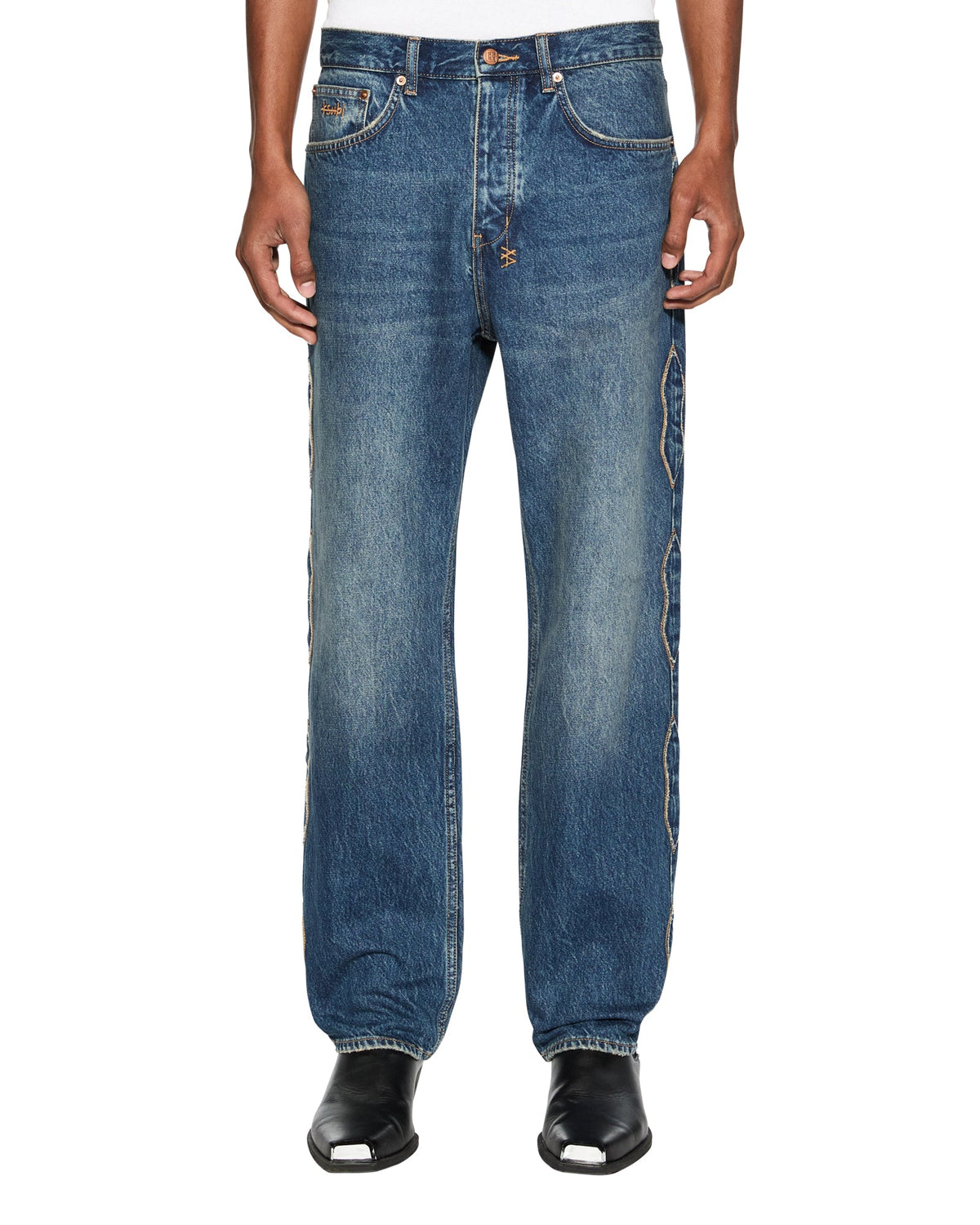 Mens Anti K Antique Kraft Relaxed Denim Jeans - Denim