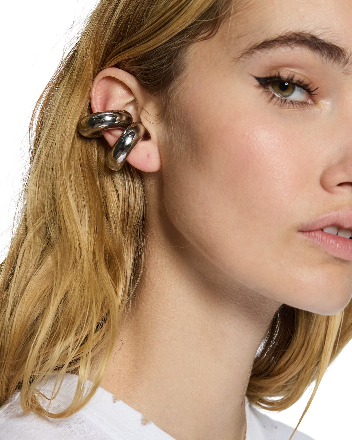 Silver Ripple Ear Cuff Jewellery - Silver
