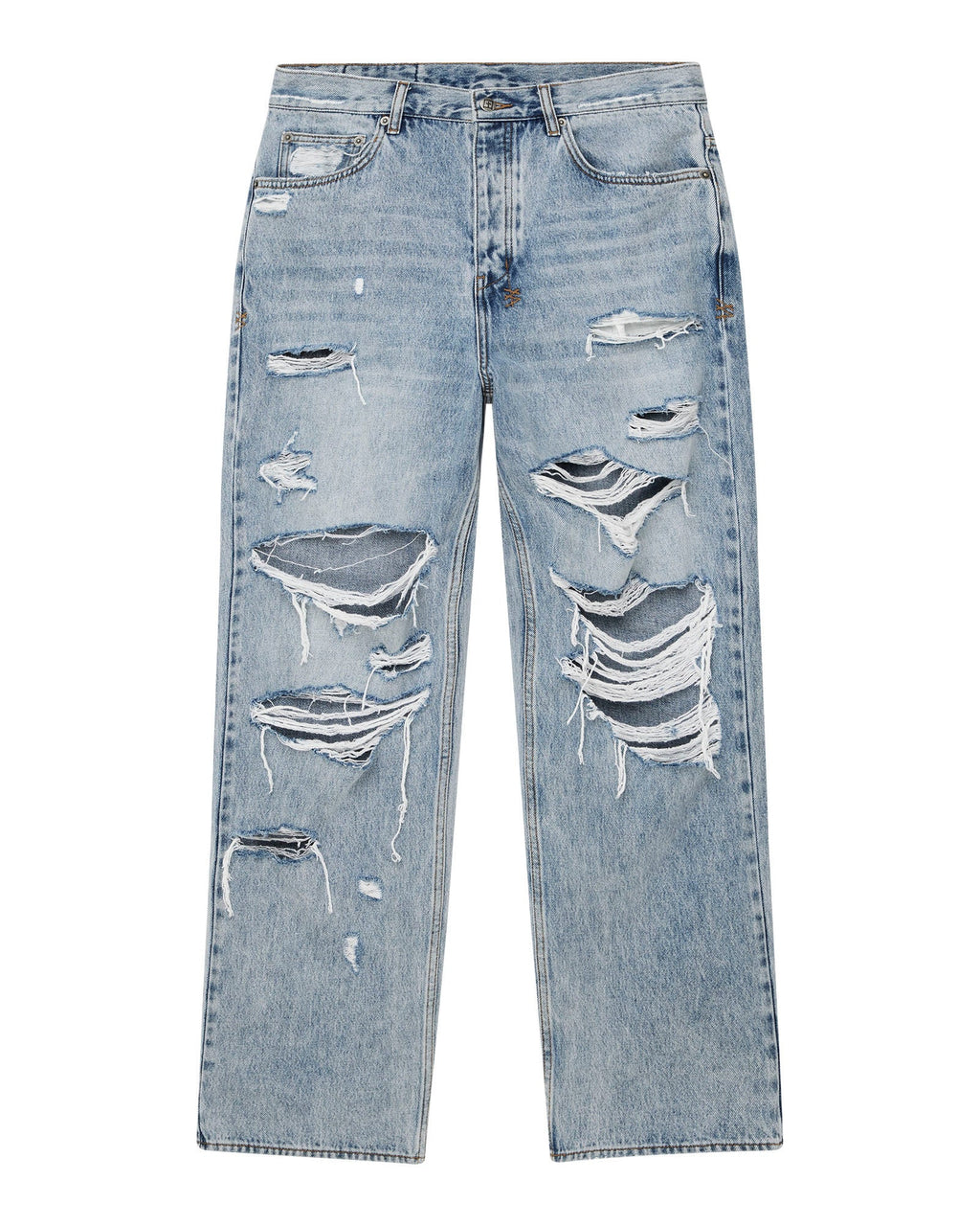Mens Maxx Bunker Blue Trashed Baggy Denim Jeans - Denim