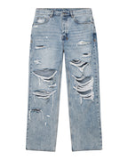 Mens Maxx Bunker Blue Trashed Baggy Denim Jeans - Denim
