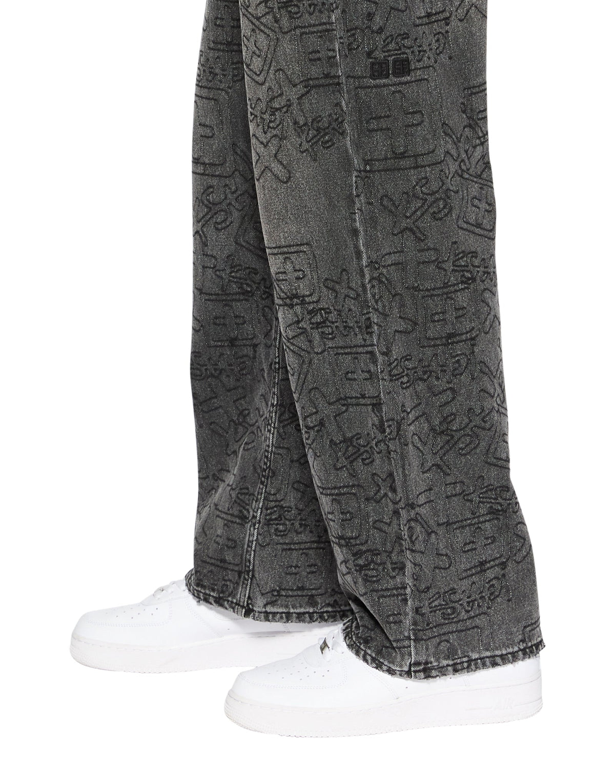 Mens Maxx Stencil Stitch Baggy Denim Jeans - Black