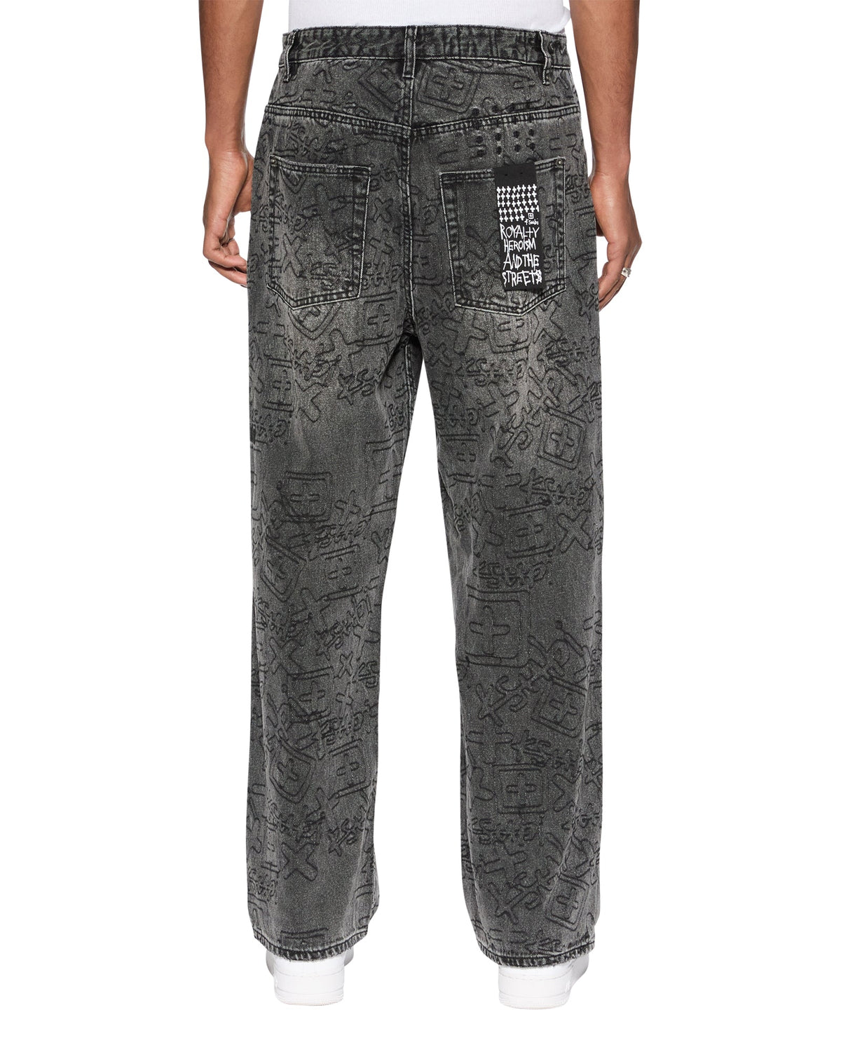 Mens Maxx Stencil Stitch Baggy Denim Jeans - Black