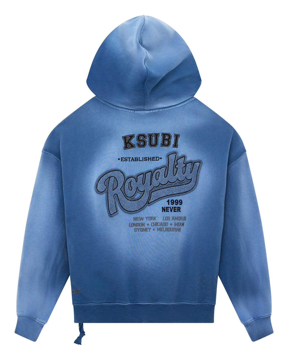Mens Ace Ekcess Hoodie Ink Fade Oversized Fleece - Navy