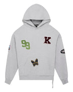 Mens Patched Ekcess Hoodie Grey Marle Oversized Fleece - Grey