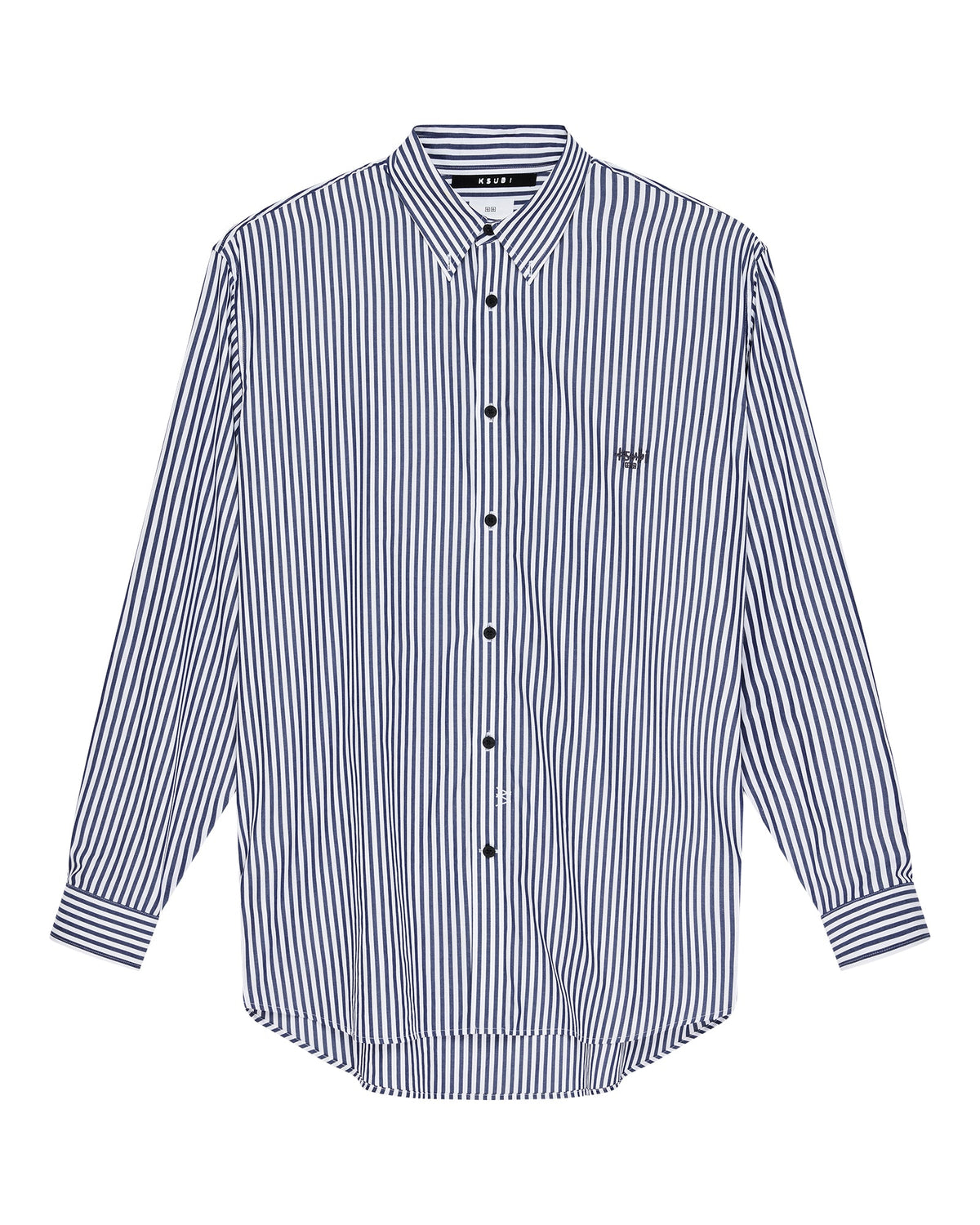 Mens Ksignature Ls Shirt White Stripe Regular Shirts - Multi Colour